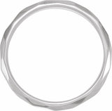 14K White Gold 3 mm Geometric Faceted Comfort-Fit Flat Band Size 6