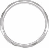 14K White Gold 3 mm Geometric Faceted Comfort-Fit Flat Band Size 6