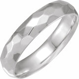 14K White Gold 5 mm Geometric Faceted Comfort-Fit Flat Band Size 10