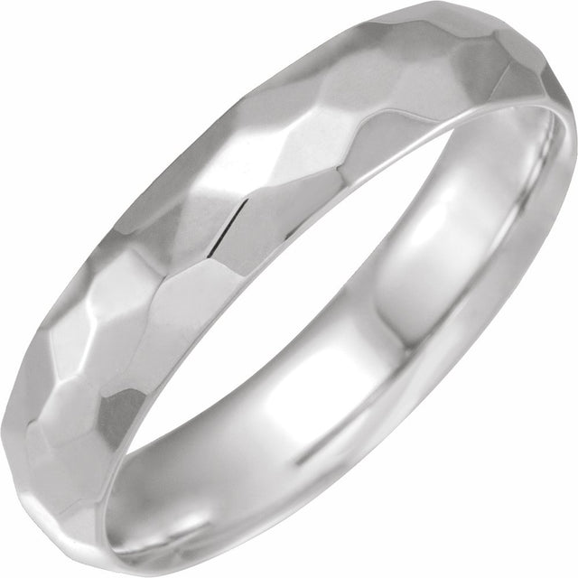 14K White Gold 5 mm Geometric Faceted Comfort-Fit Flat Band Size 7.5