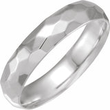 14K White Gold 5 mm Geometric Faceted Comfort-Fit Flat Band Size 7.5