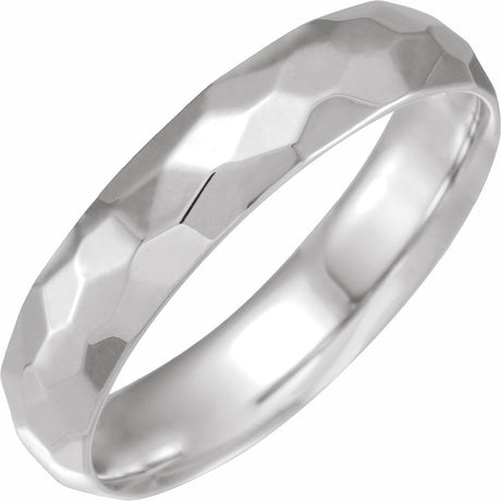 14K White Gold 5 mm Geometric Faceted Comfort-Fit Flat Band Size 7.5