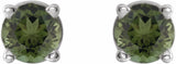 14K White Gold 3 mm Natural Green Tourmaline Earrings