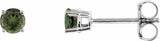 14K White Gold 3 mm Natural Green Tourmaline Earrings