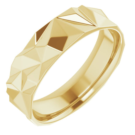 14K Yellow Gold 6 mm Geometric Comfort-Fit Flat Band Size 9.5