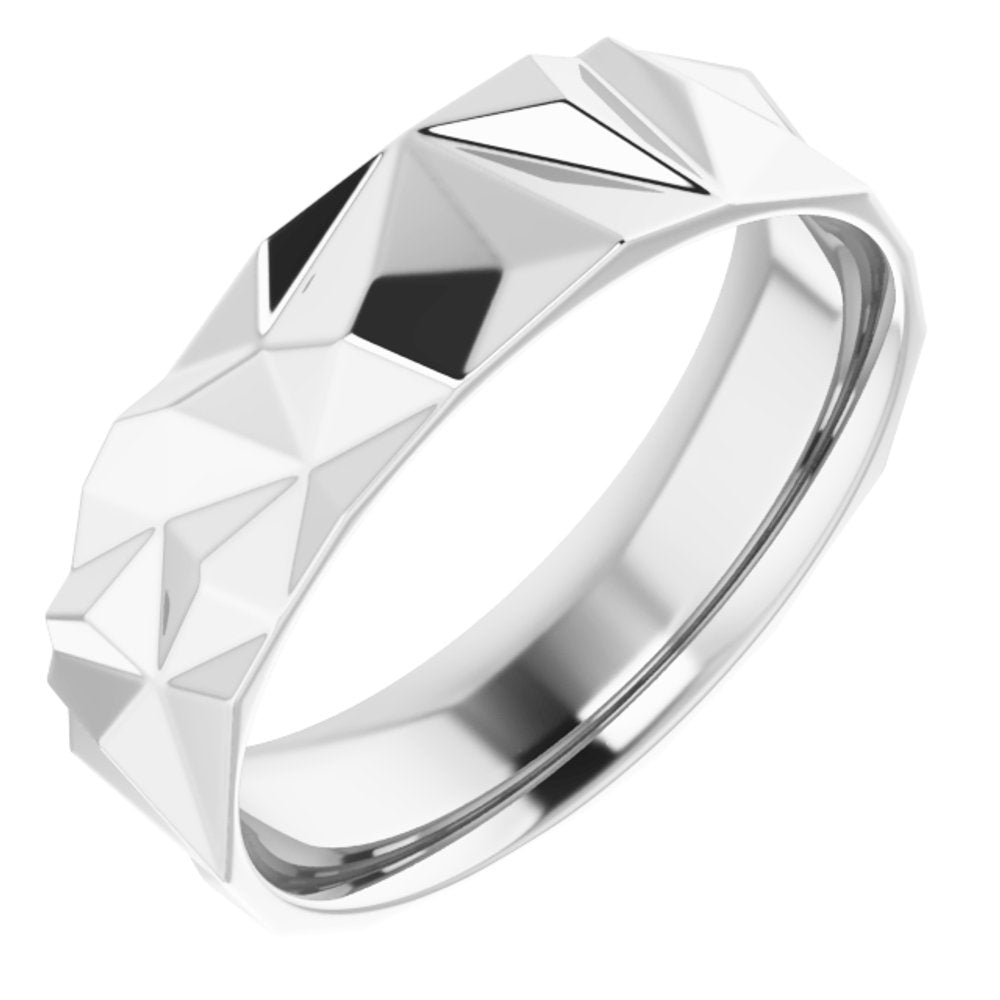 Sterling Silver 6 mm Geometric Comfort-Fit Flat Band Size 8.5