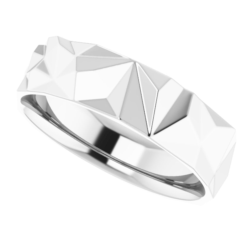 Sterling Silver 6 mm Geometric Comfort-Fit Flat Band Size 8.5