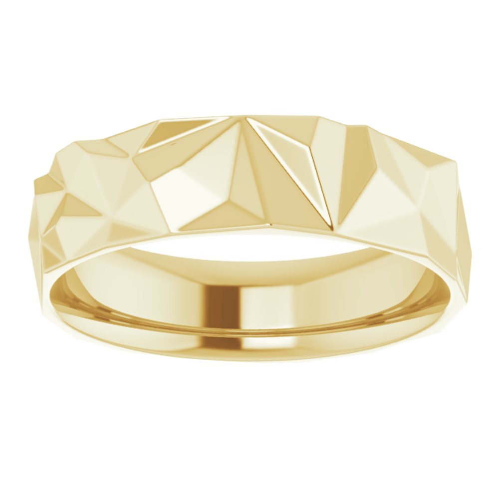 14K Yellow Gold 6 mm Geometric Comfort-Fit Flat Band Size 9.5