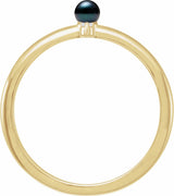 14K Yellow Cultured Black Pearl & .015 CT Natural Diamond Ring