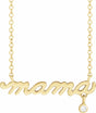 14K Yellow .015 CT Natural Diamond Mama 18" Necklace