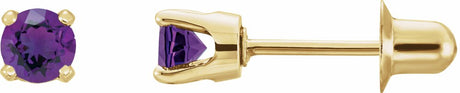 14K Yellow Gold Natural Amethyst Earrings