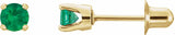 14K Yellow Gold Natural Emerald Earrings