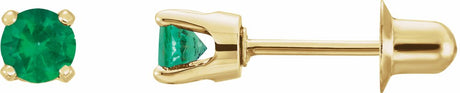 14K Yellow Gold Natural Emerald Earrings