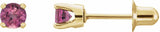 14K Yellow Gold Natural Pink Tourmaline Earrings