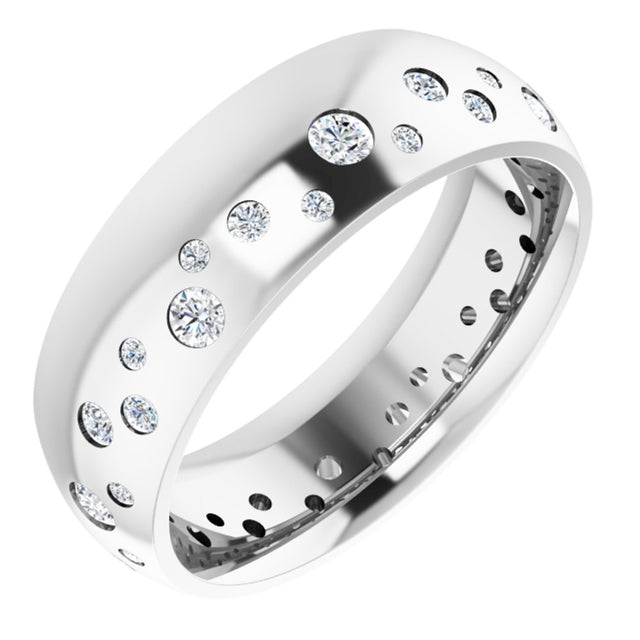 14K White Gold 3/8 CTW Natural Diamond Band Size 6