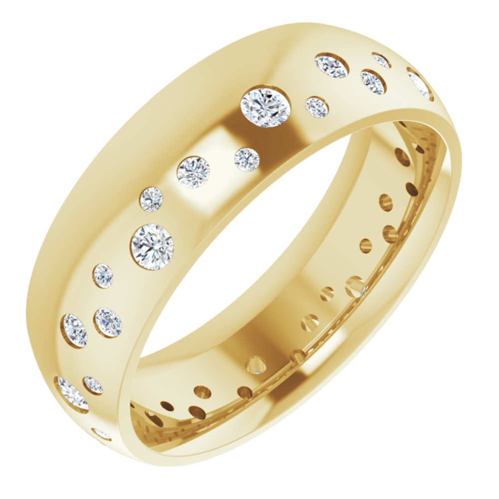 14K Yellow Gold 3/8 CTW Natural Diamond Band Size 6.5