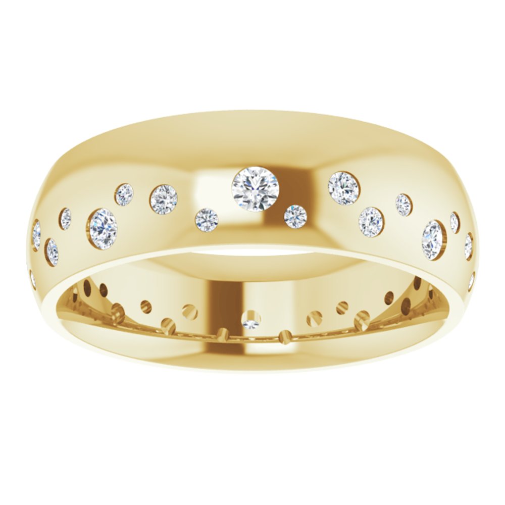 14K Yellow Gold 3/8 CTW Natural Diamond Band Size 6.5
