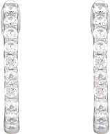 14K White 1/2 CTW Natural Diamond Inside-Outside Hinged 14.5 mm Hoop Earrings