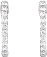 14K White Gold 1/2 CTW Lab-Grown Diamond Inside-Outside Hinged 14.5 mm Hoop Earrings