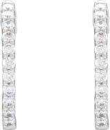 14K White 3/4 CTW Lab-Grown Diamond Inside-Outside Hinged 17.2 mm Hoop Earrings