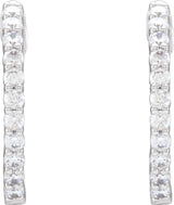14K White Gold 3/4 CTW Lab-Grown Diamond Inside-Outside Hinged 17.2 mm Hoop Earrings