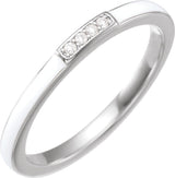 14K White Gold .03 CTW Natural Diamond & White Enamel Stackable Ring