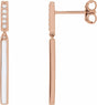 14K Rose Gold .06 CTW Natural Diamond & White Enamel Bar Earrings