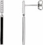 14K White Gold .06 CTW Natural Diamond & Black Enamel Bar Earrings