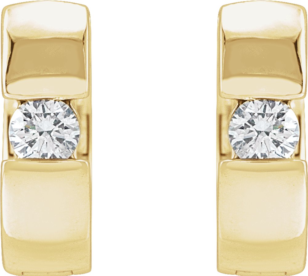 14K Yellow Gold 1/8 CTW Lab-Grown Diamond Hinged Huggie Hoop Earrings