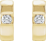 14K Yellow Gold 1/8 CTW Lab-Grown Diamond Hinged Huggie Hoop Earrings