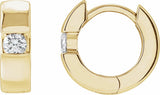 14K Yellow Gold 1/8 CTW Lab-Grown Diamond Hinged Huggie Hoop Earrings