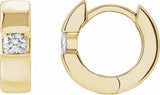 14K Yellow Gold 1/8 CTW Lab-Grown Diamond Hinged Huggie Hoop Earrings