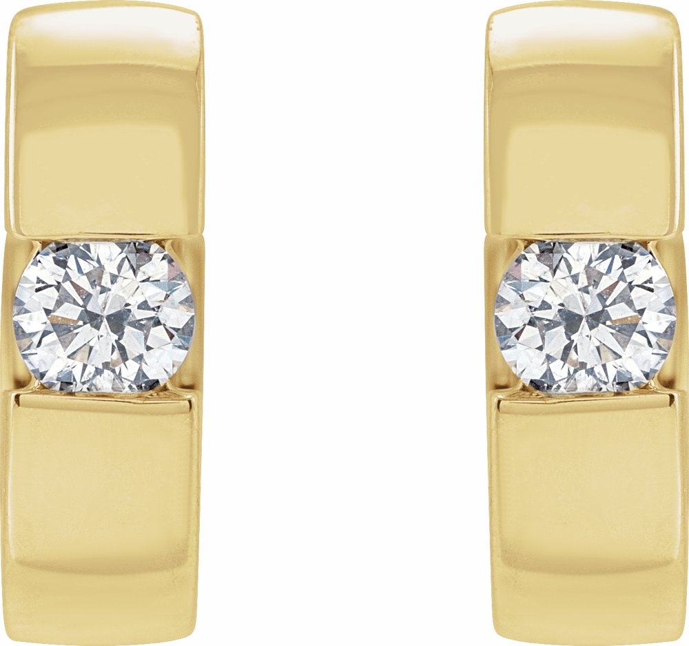 14K Yellow Gold 1/4 CTW Lab-Grown Diamond Hinged Huggie Earrings