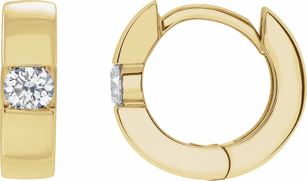 14K Yellow 1/4 CTW Natural Diamond 12 mm Hinged Huggie Hoop Earrings