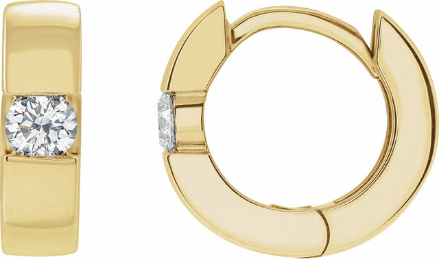 14K Yellow 1/4 CTW Natural Diamond 12 mm Hinged Huggie Hoop Earrings