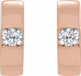 14K Rose Gold 1/8 CTW Natural Diamond Hinged Huggie Hoop Earrings