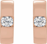 14K Rose Gold 1/8 CTW Lab-Grown Diamond Hinged Huggie Hoop Earrings