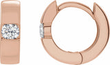 14K Rose Gold 1/8 CTW Lab-Grown Diamond Hinged Huggie Hoop Earrings