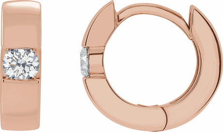 14K Rose Gold 1/8 CTW Lab-Grown Diamond Hinged Huggie Hoop Earrings