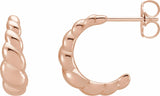 14K Rose Rope Dome Hoop Earrings