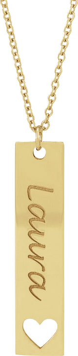 14K Yellow Engravable Bar 16-18" Necklace