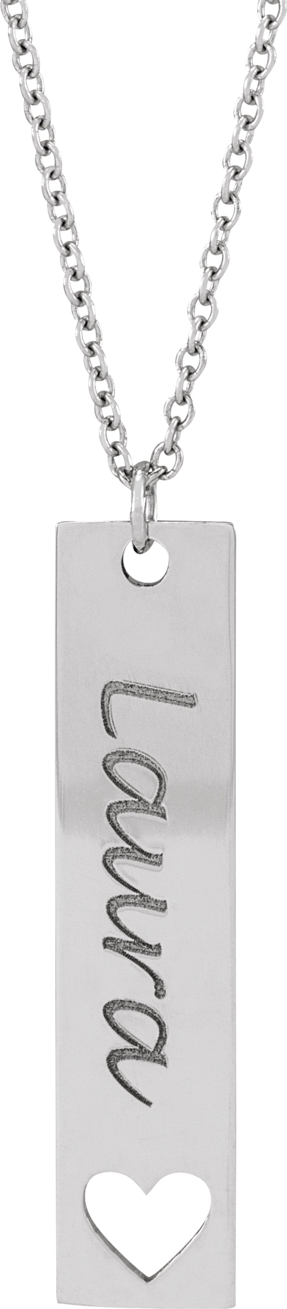 Sterling Silver Engravable Bar 16-18" Necklace