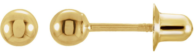 14K Yellow Gold 3 mm Ball Stud Earrings