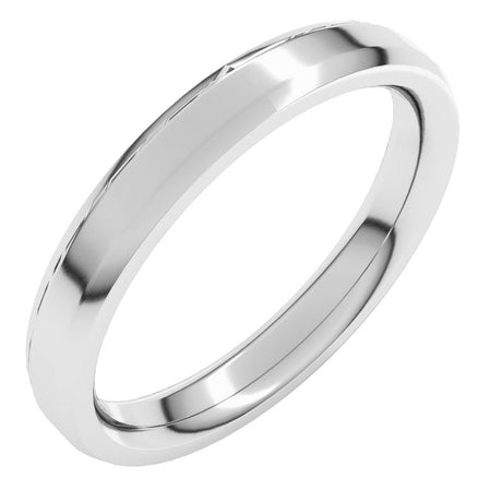 14K White 3 mm Beveled-Edge Comfort-Fit Flat Band Size 10