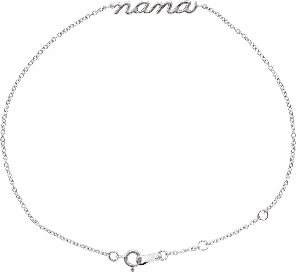 Sterling Silver Lowercase Script Nana Bracelet