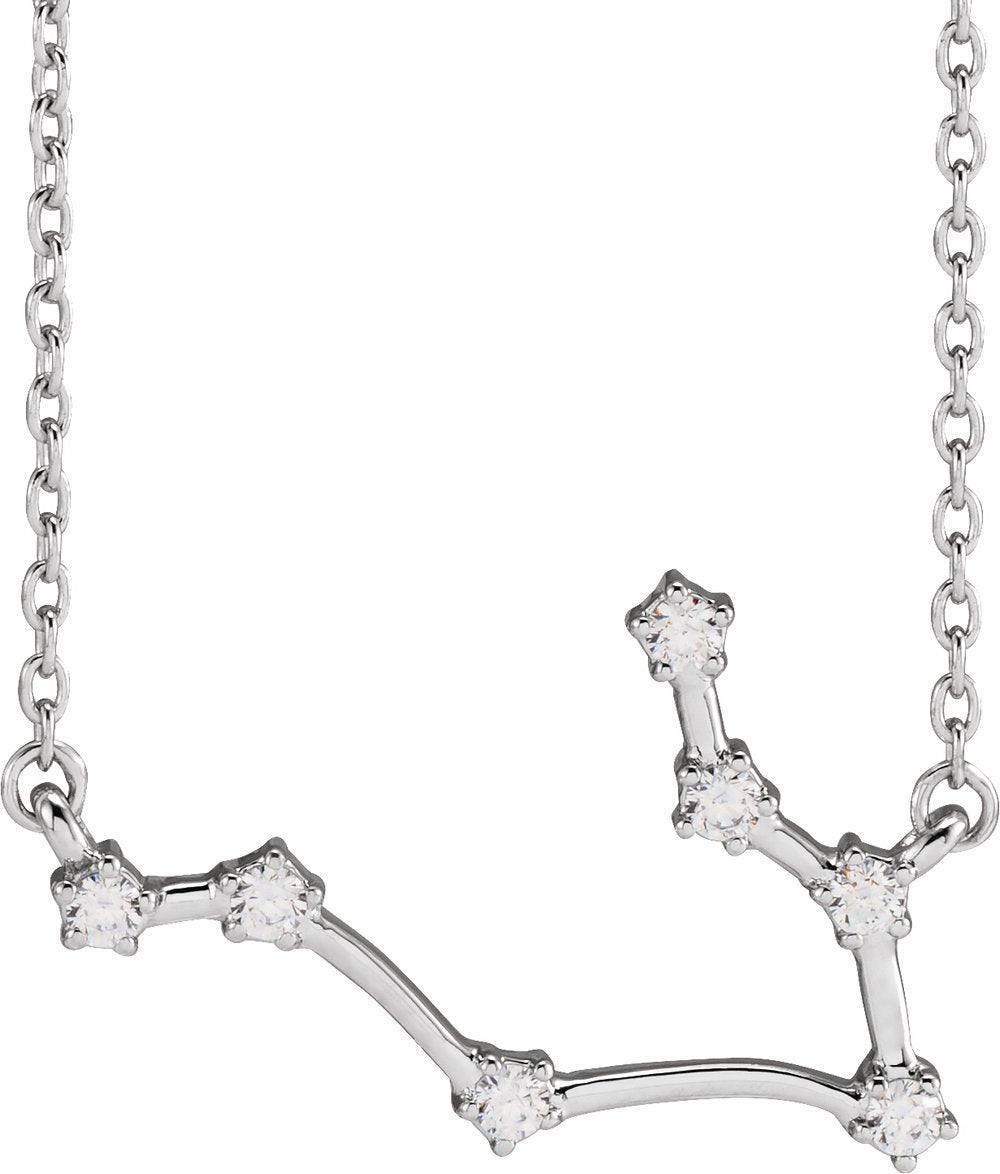 14K White 1/6 CTW Natural Diamond Gemini 16-18" Necklace