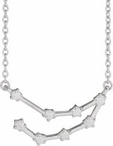 14K White 1/6 CTW Natural Diamond Capricorn 16-18" Necklace