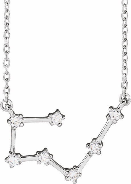 14K White Gold 1/6 CTW Natural Diamond Taurus 16-18" Necklace