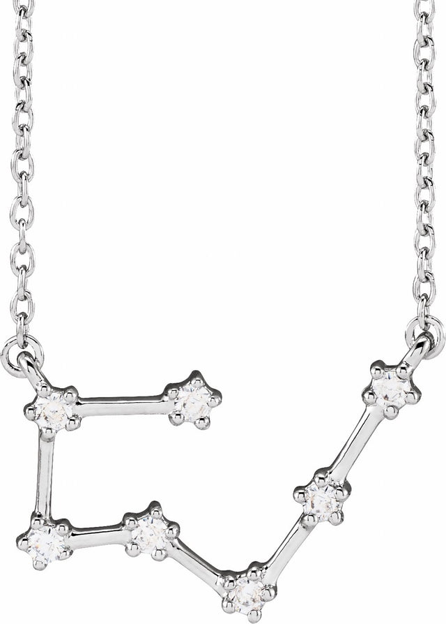 14K White Gold 1/6 CTW Natural Diamond Taurus 16-18" Necklace