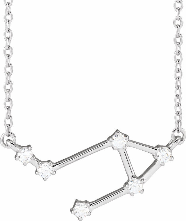 14K White 1/8 CTW Natural Diamond Libra 16-18" Necklace